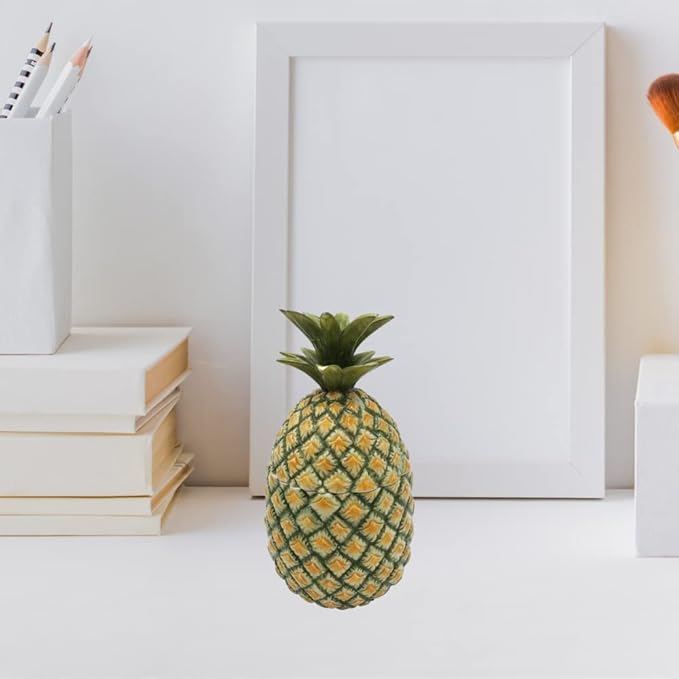 Comfy Hour Farmhouse Collection Pineapple Jar with Lid, Green and Yellow, Dolomite, 12.8cm Length, 12.5cm Width, 23.5cm Height