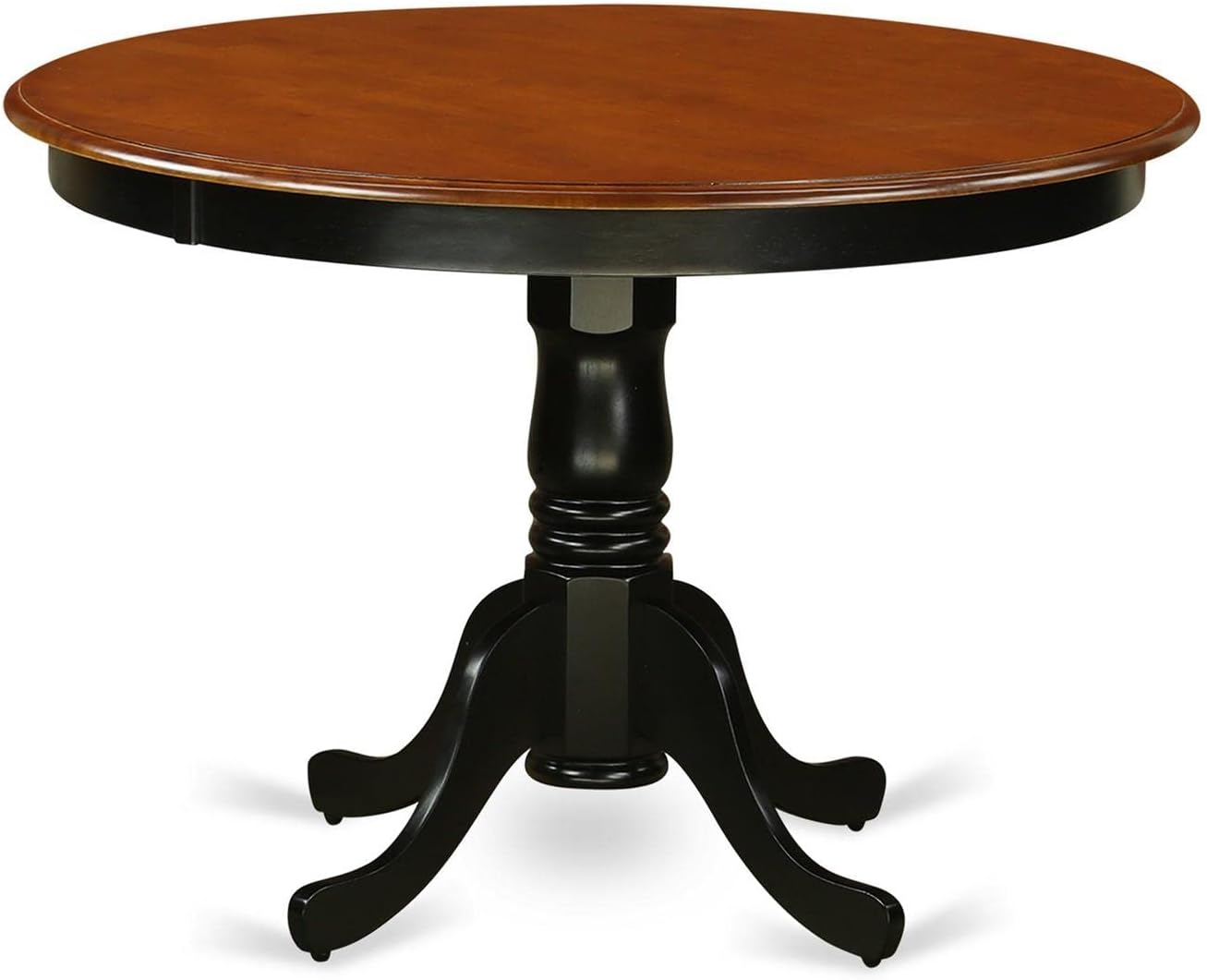 East West Furniture HLAN3-BCH-LC 3 Piece Dining Room Table Set Contains a Round Kitchen Table with Pedestal and 2 Faux Leather Upholstered Dining Chairs, 42x42 Inch, Black & Cherry