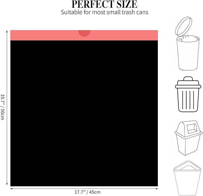 6Rolls Drawstring Small Trash Bags,4 Gallon Thicken Drawstring Small Garbage Bags for Kitchen,Bathroom,Bedroom,Home,Office Trash Cans，120 Counts (Black)
