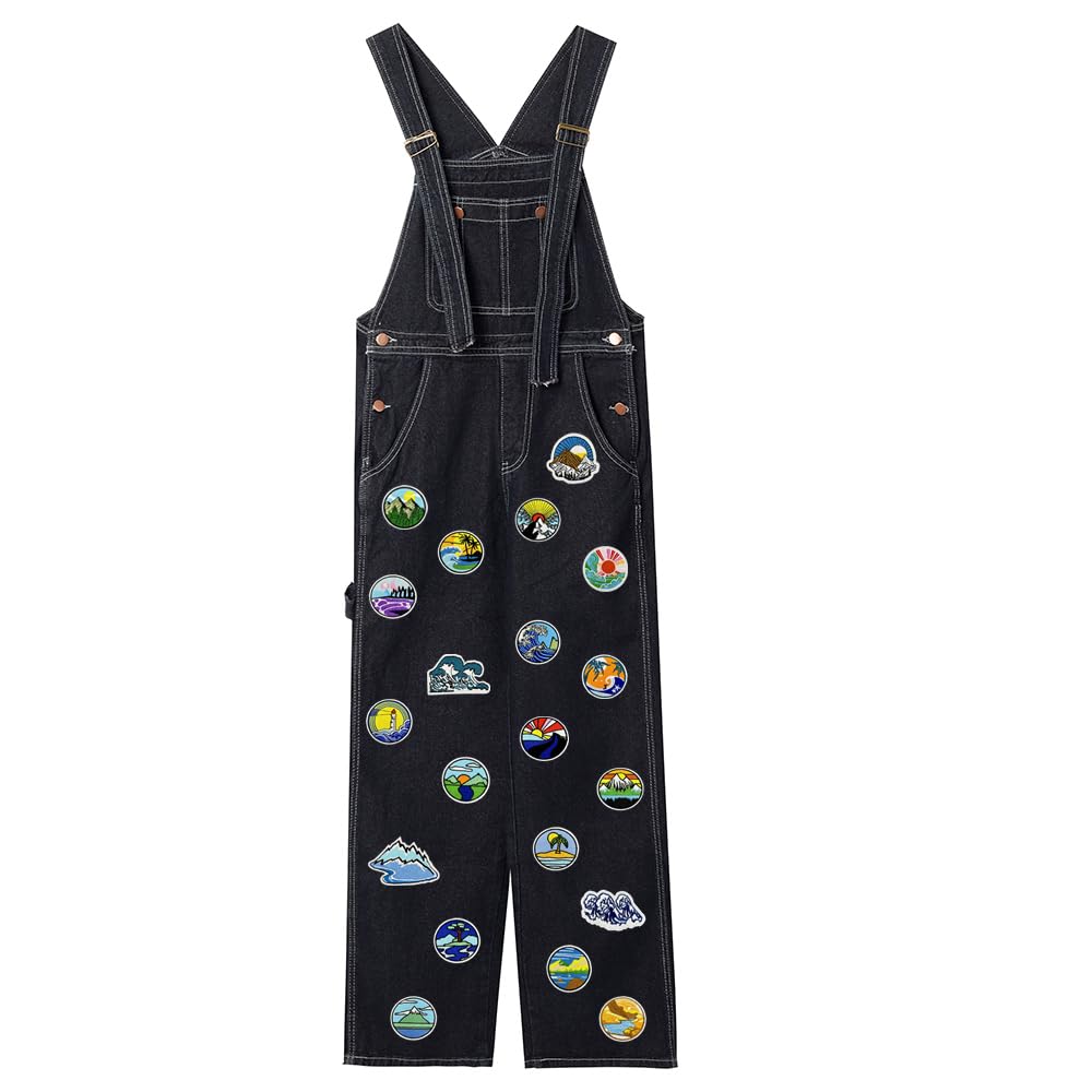 20 PCS Camping Patches Adventure Outdoor Embroidered Hiking Applique Iron on Sew on Patches for Backpacks,Pants,DIY Decoration,Bags,Jackets,Vests,Coat,Uniforms,Clothes,Jeans,Dress,Hat