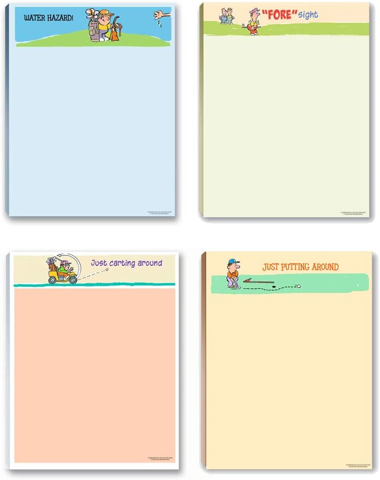 Stonehouse Collection Funny Assorted Golf Notepads - 4 Assorted Note Pads (Golf Set #2)