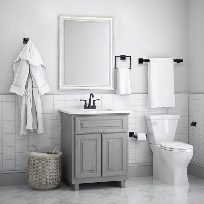 Bathroom Accessories Towel Bar Set: 15 Pieces Matte Black Bathroom Hardware Square SUS304 Stainless Steel - Wall Mounted Towel Rack&Toilet Paper Holder&Towel Ring and Towel Hook