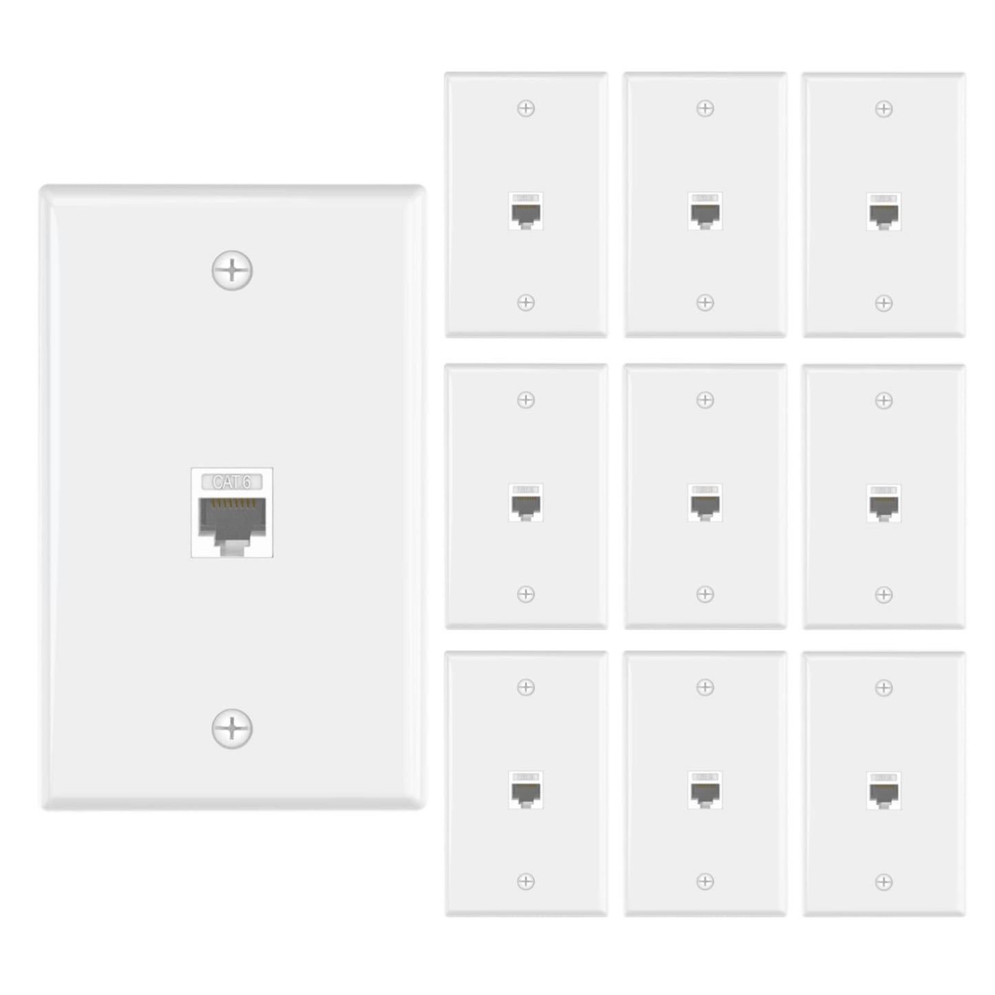 VCE Ethernet Wall Plate (UL-listed) 10-Pack, CAT6 Ethernet Wall Outlet Female to Female, Compatible with CAT6/CAT5E/CAT5 Cabels,