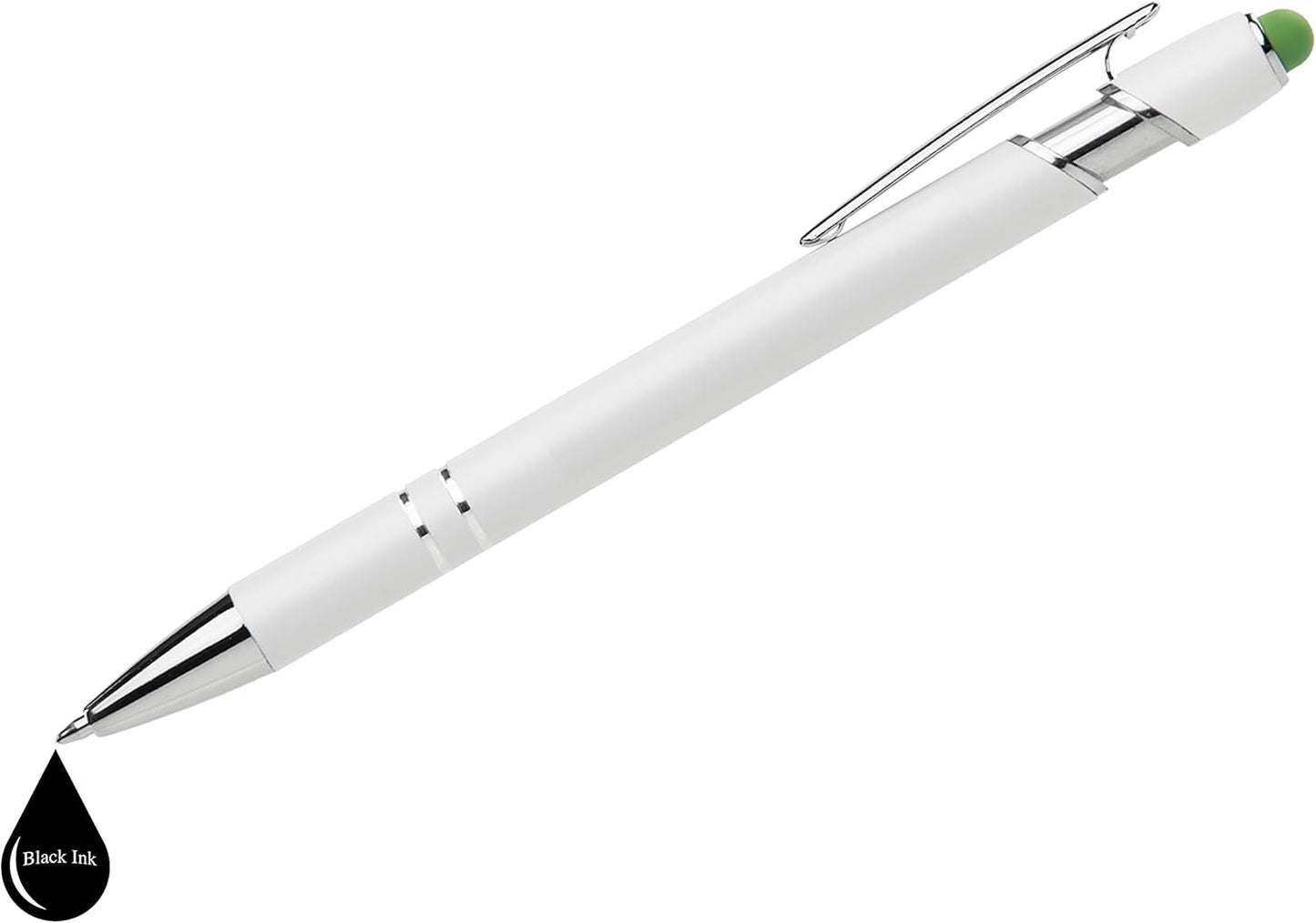 ExpressDesigns™ - Premium Custom Pens with Stylus | Beautiful White | Personalized Soft-Touch Metal Printed Name Pens w/Black Ink - 12 pack (Assorted)