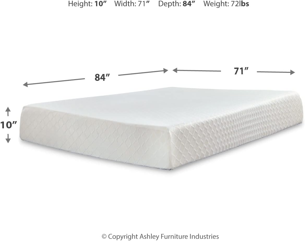 Signature Design by Ashley California King Size Chime 10 Inch Medium Firm Memory Foam Mattresswith Green Tea & Charcoal Gel for Pressure Relief, Fiberglass Free, Mattress In A Box