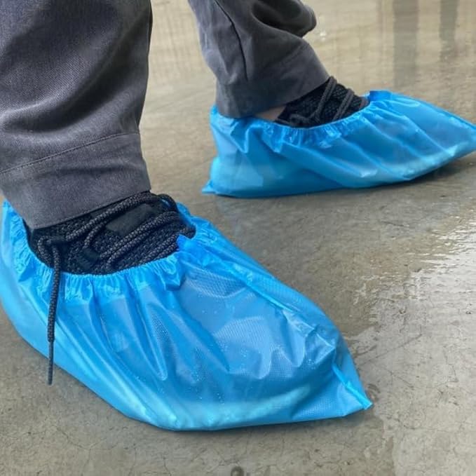 X-Large Shoe Covers Disposable,Boot Cover Waterproof,Dust proof,Non-slip,CPE Booties Shoes Protectors Coverings,The Size Fit Most,Plus-size - 100(50Pairs)