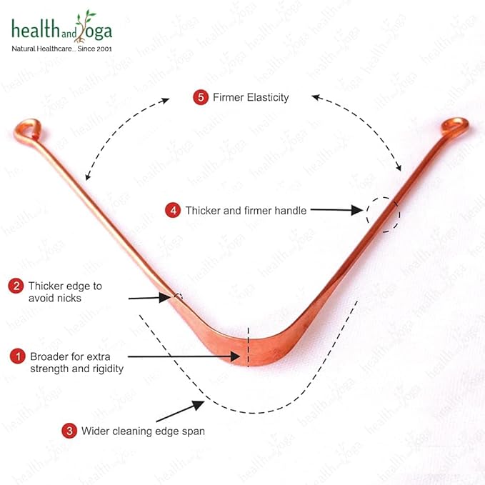 HealthAndYoga™ qSwipe Lite Copper Tongue Cleaners (Pack of 6) – Prevents Bad breath, Improves taste- Flexible, Curved ends provide good grip – Complete Oral Care/Hygiene for Travel/Office/Home