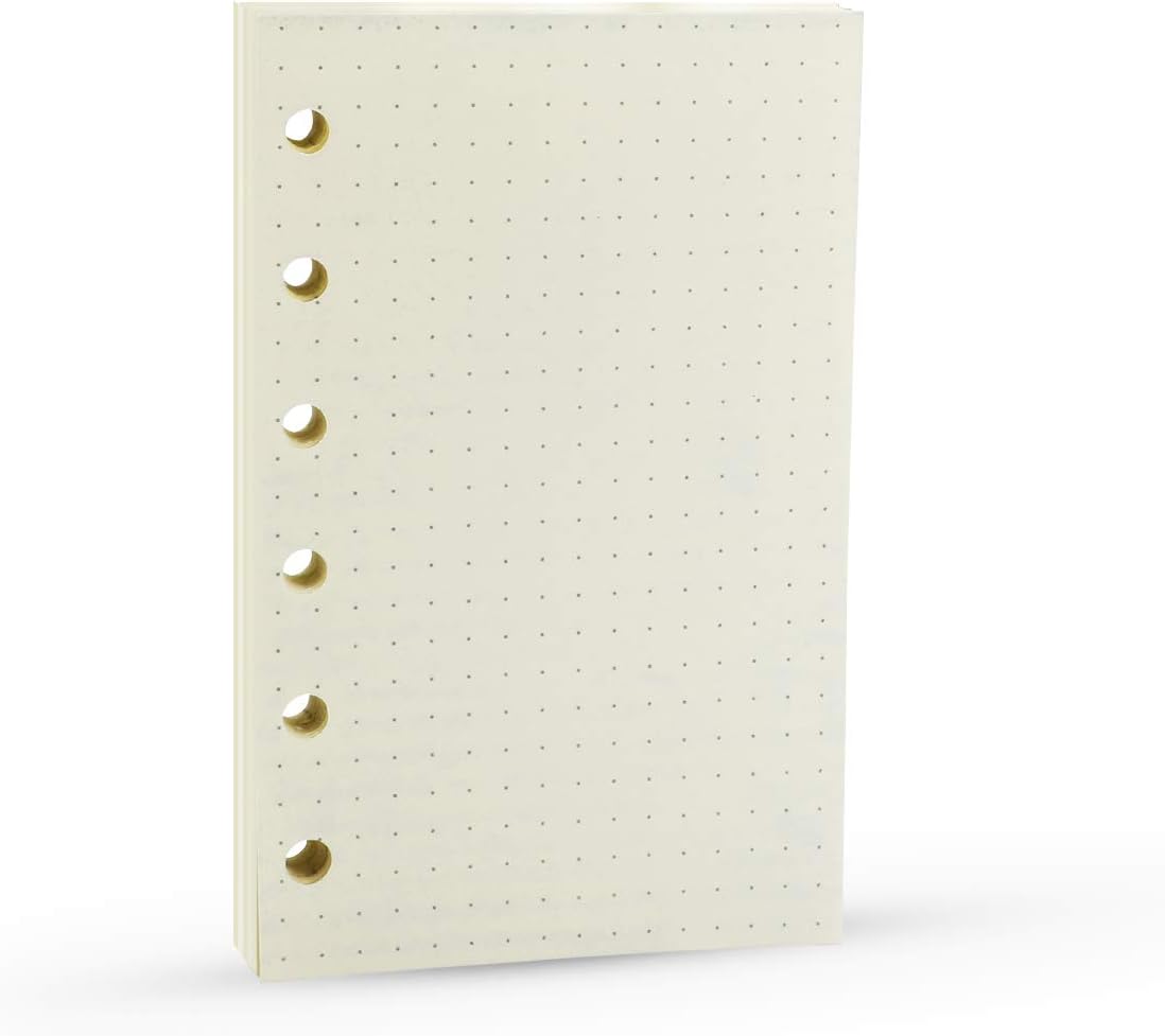 6 Holes Binder Planner Refill with 4 Basic Designs, A7 Notebook Refill, 100gsm, Dot, Grid, Line, Blank Paper,4.84 x 3.23'', 80 sheets/160 Pages, Harphia