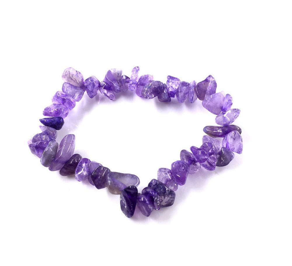 USRommaner 5 Pcs Natural Gemstone Chakra Crystal Healing Chip Stretch Bracelets,Gemstone Polished Irregular Crystals Stone Reiki Yoga Chipped Gravel Bead Jewelry Accessories
