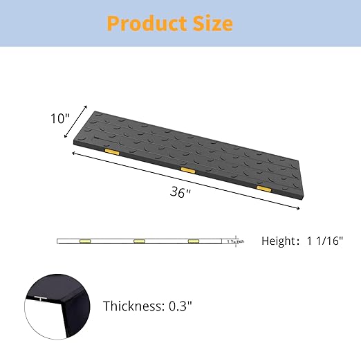 Rubber Stair Treads, 36"X10" 10 Pack Rubber Stair Treads for Wooden Steps, Non Slip Outdoor Step Mats with Nosing for Concrete Marble Tile Metal Steps - Black