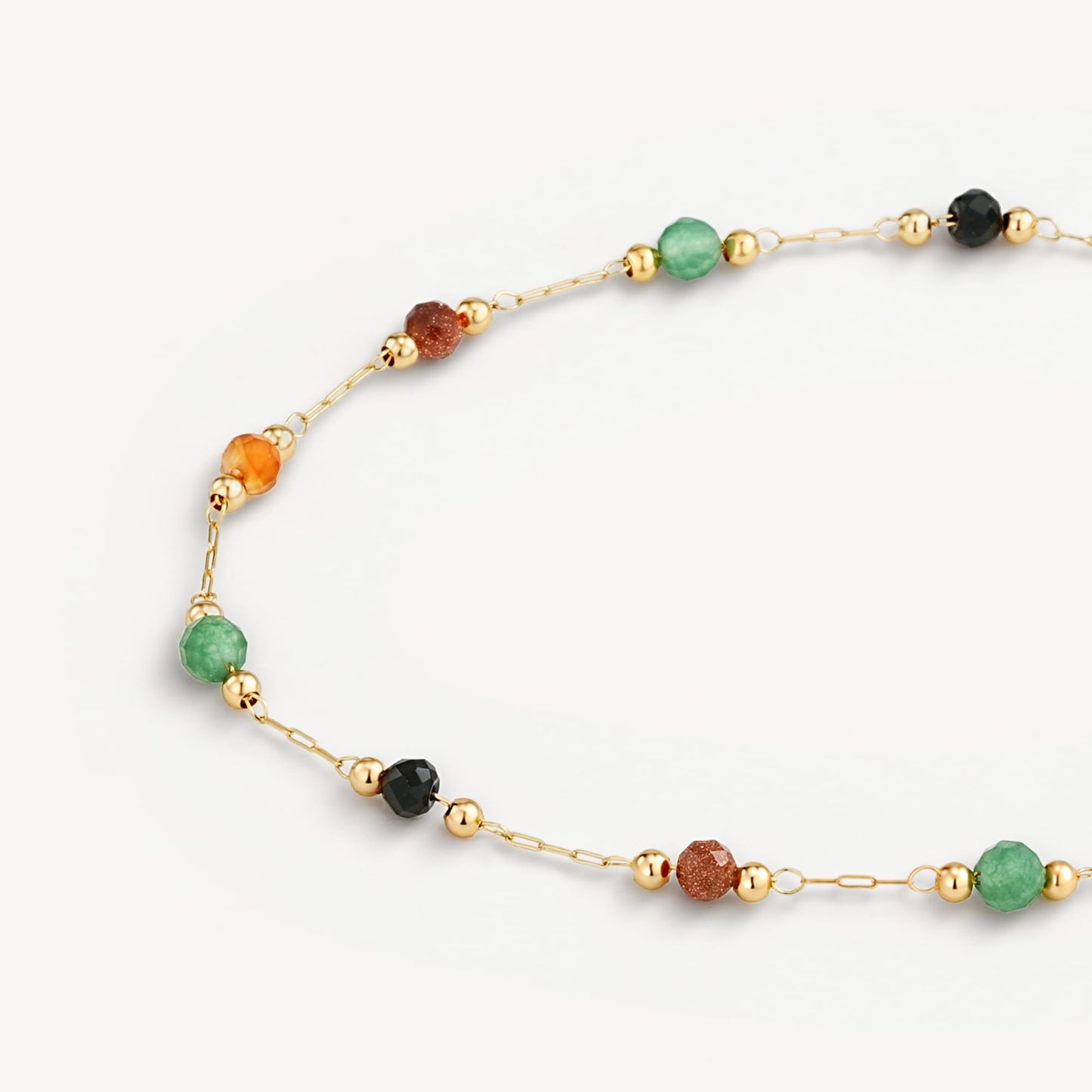 MEVECCO Gold Bracelet for Women 18K Gold Plated Colorful Agate Stone Custom Handmade Mixed Beaded Charm Chain Bracelet Stack Jewelry Gifts