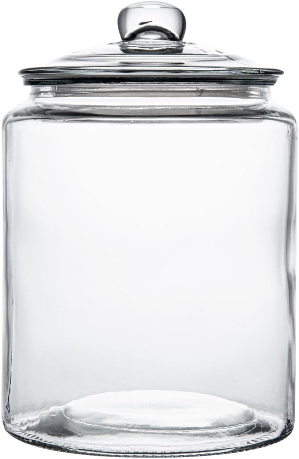 Restaurantware Glass Storage Containers - 1 Count 6 Liter Airtight Kitchen Canisters - Pantry Jars With Lids For Food - Clear Crystal Glass