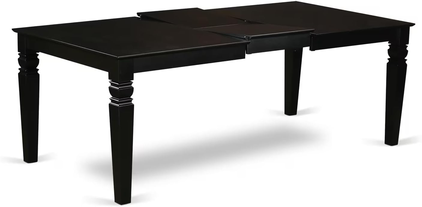 East West Furniture LGAN5-BLK-C 5 Piece Dinette Set for 4 Includes a Rectangle Dining Table with Butterfly Leaf and 4 Linen Fabric Dining Room Chairs, 42x84 Inch, Black