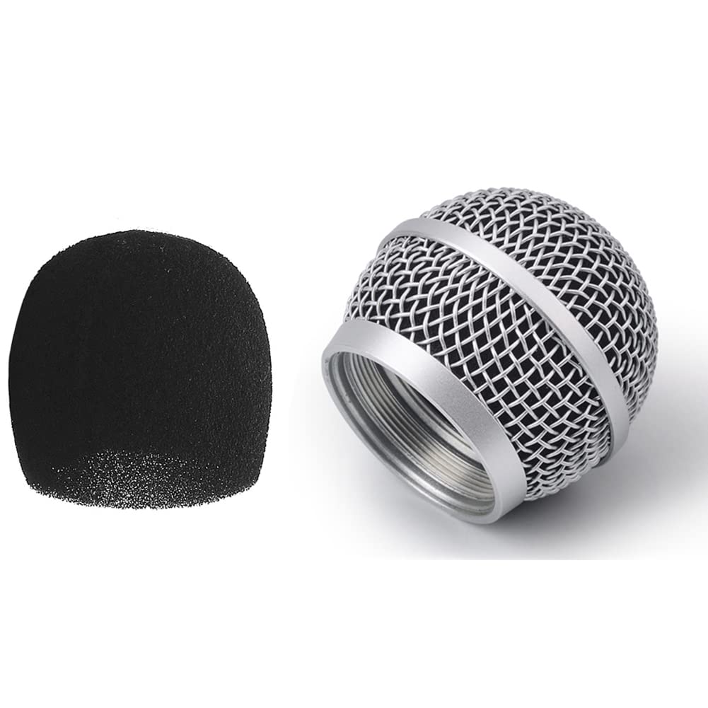 Jxrywf Replacement Ball Head Mesh Microphone Grille For Shure Pg48 Pg58 Pga48 Pga58 Pgx2 Blx288 Pg288 Pgx24 Microphone (Silver G