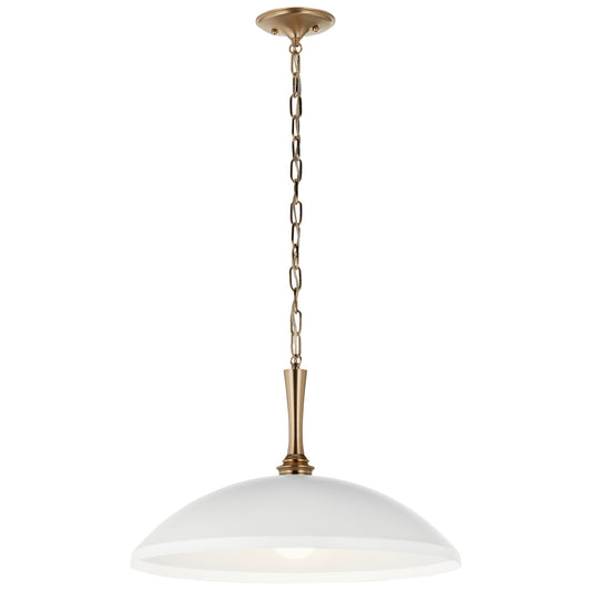 Kichler Delarosa 1-Light Pendant Light Fixture, Traditional Hanging Lamp with White Shade and Champagne Bronze Hardware for Kitchen Island, Dining Room, or Hallway (12.75" x 20.25"), 52638WH
