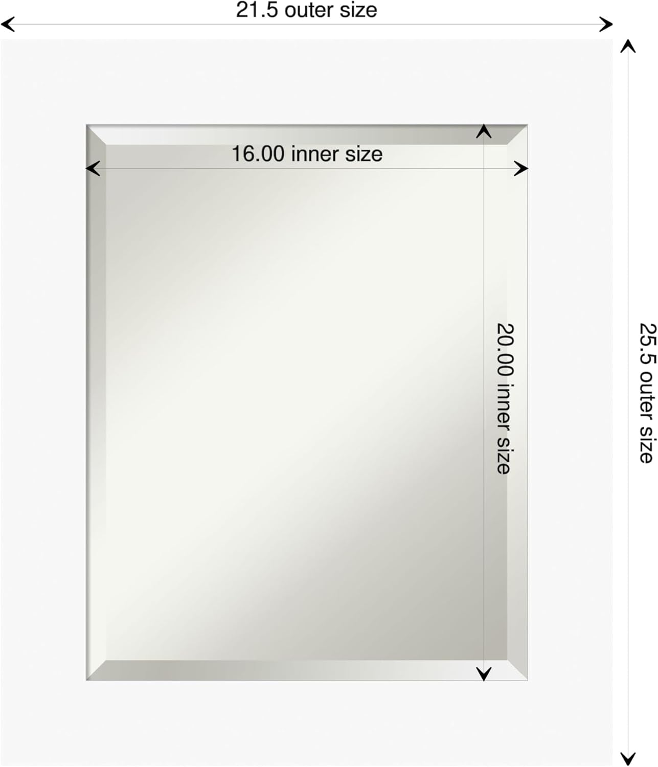 Amanti Art White Bathroom Mirror for Over Sink, 26x22 Basic White Rectangle Vanity Mirror, Small Casual Wood Frame, Hangs Horizonally and Vertically, Bathroom Wall Decor, Beveled Edge from WI, USA