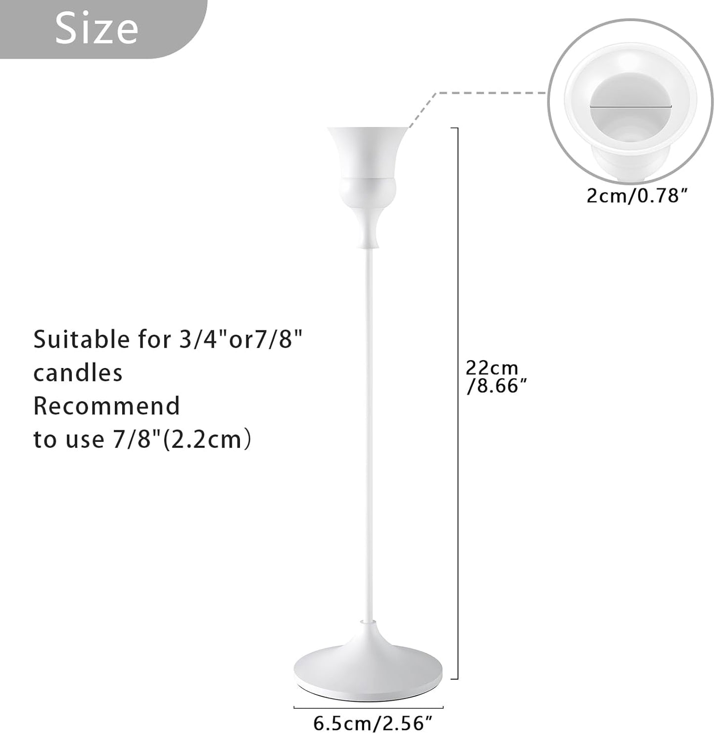 Candlestick Holders White, 1 Pack Taper Candle Holder for Candlesticks, Candle Sticks Holder Decor for Home Decor