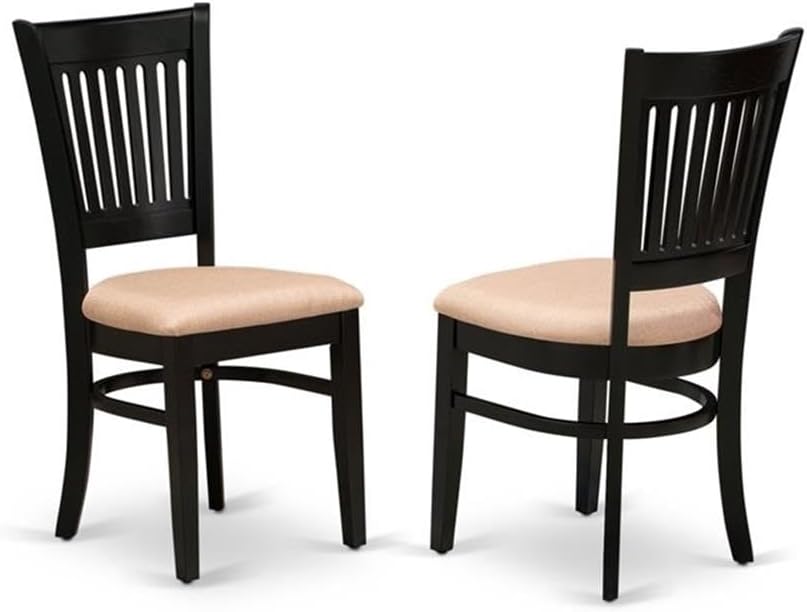 East West Furniture LGVA9-BLK-C 9 Piece Kitchen Table Set Includes a Rectangle Dining Table with Butterfly Leaf and 8 Linen Fabric Dining Room Chairs, 42x84 Inch, Black