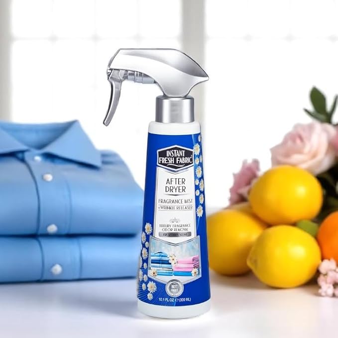 Advanced AFTER DRYER Fabric Spray Fragrance Mist, Fresh Fabric Wrinkle Release Spray Odor Remover - Laundry Scent Boosters for Home, Dorm, Anywhere - Fresh Linen Scent 10.1 Oz. - INSTANT FRESH FABRIC