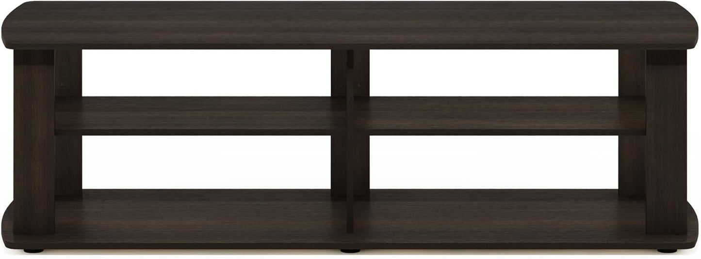 Furinno Nelly Entertainment Center TV Stand, Short 43.3"(W) x13.4(H) x13.1(D), Dark Brown