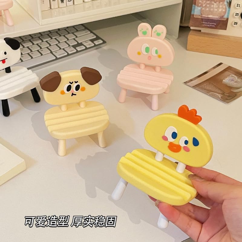 Super Cute Funny Face Animal Chair Cell Phone Stand, Adjustable Mobile Phone Support‌ Holder‌ Cellphone Mount‌ for Desk, Compatible with Phone 17 16 15 14 13, Smartphone, Pad, Tablet-Glass Dog