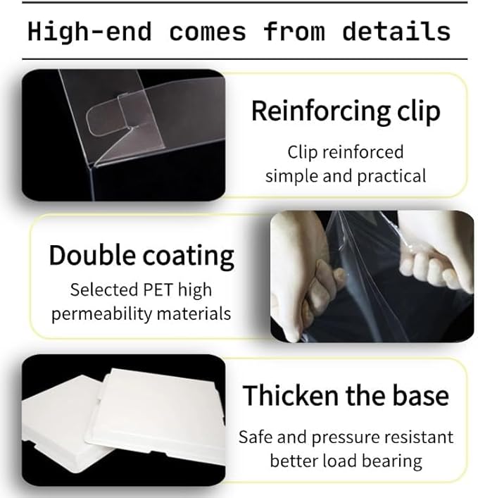 5 Pcs, 12'x12'x11' inch Food Grade Clear Plastic Display Boxes, 29.4 x 29.4 x 25 cm with Ribbon, for Cakes, Bakeries, Desserts, Birthday, Christmas and Thanksgiving