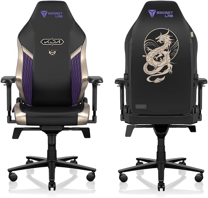 Secretlab Titan Evo K/DA POP/Stars Gaming Chair - Reclining - Ergonomic & Comfortable Computer Chair with 4D Armrests - Magnetic Head Pillow & Lumbar Support - Small - Black/Gold - Leatherette