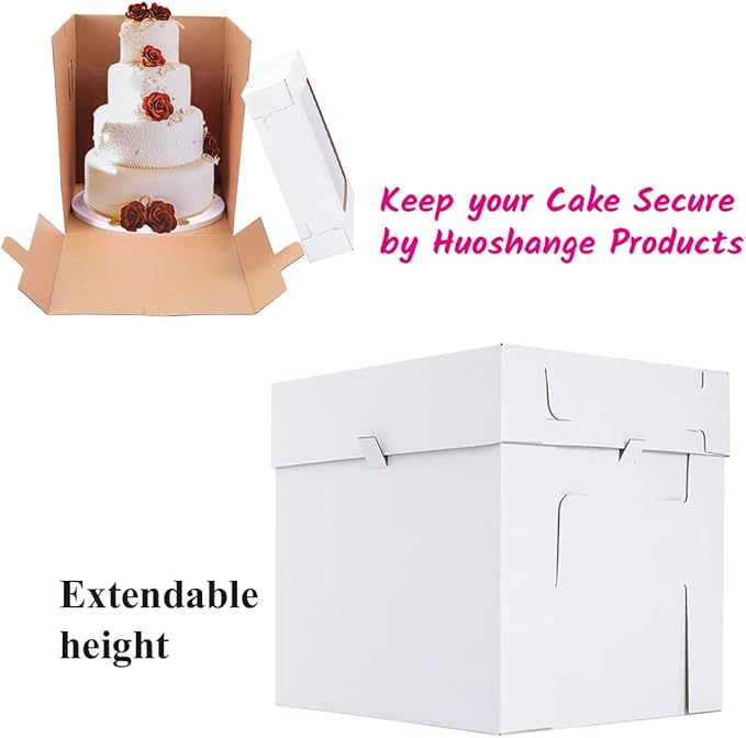 Tall Cake Boxes for Tier Cakes,10x10x12 Inch [3Pack ] Thick Sturdy Cake Box with Window, Layer Cake Carrier,Disposable Cake Containers
