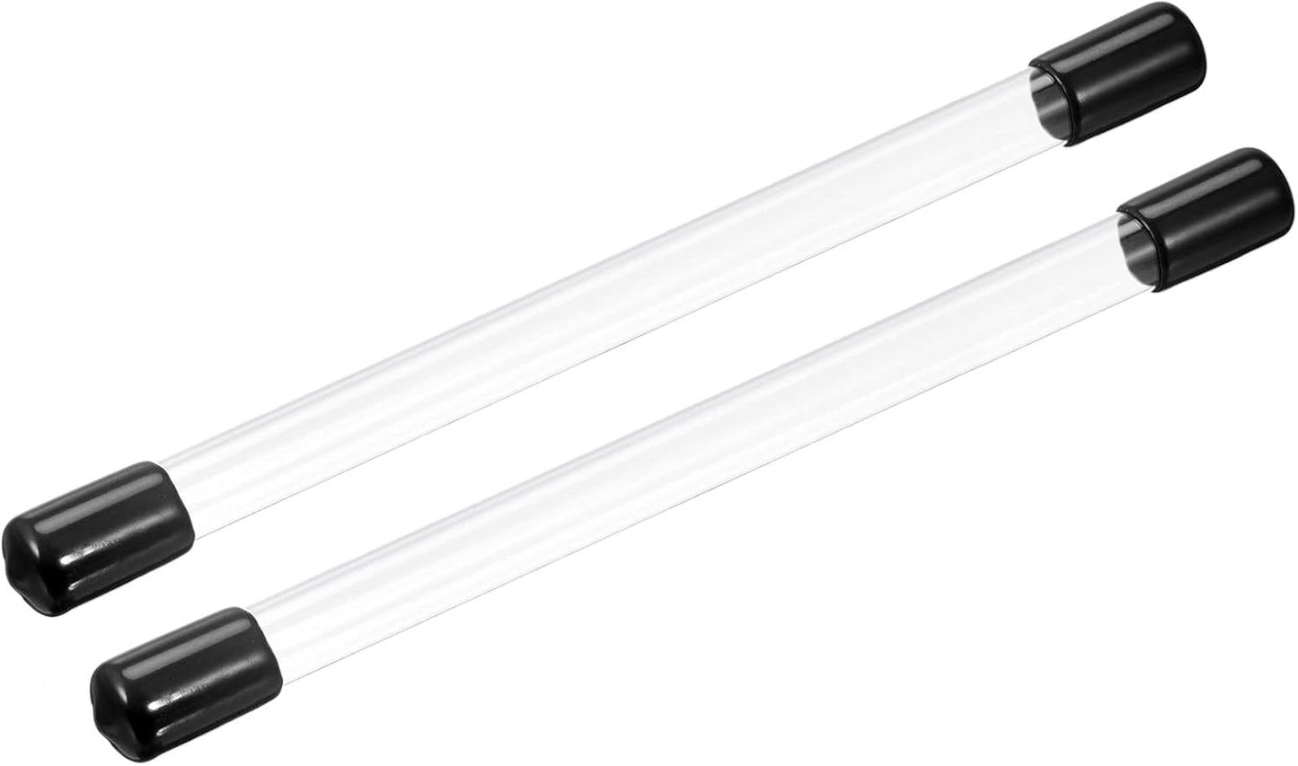 PATIKIL Clear Rigid Tube Round Plastic Tubing with Black Rubber Caps Polycarbonate Water Pipe, 305mm/ 12 Inch Length, 10mmx11mm/0.4"x0.43", 2 Set