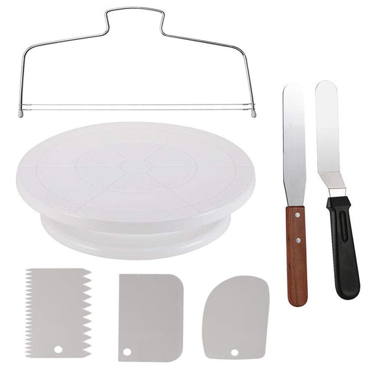 Cake Decorating Turntable,Cake Decorating Supplies with Decorating Comb/Icing Smoother(3pcs),2 Icing Spatula with Sided & Angled …