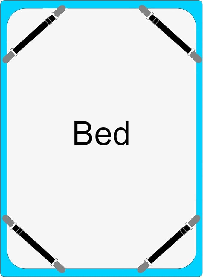 Boao 12 Pcs Bed Sheet Clips Straps Sheet Corner Straps Holder Adjustable Mattress Clips, Elastic Bed Grippers Suspender Fasteners Holder for Home(Black,14-28 Inch Length)