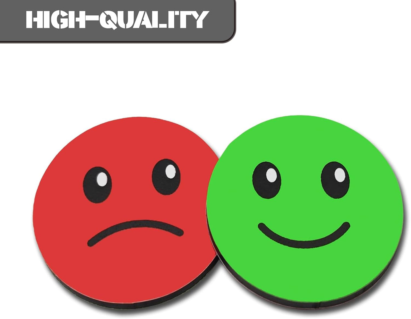75 Pcs 1” Double-Sided Red Green Smiley Face Magnets, Flip Over Colored Magnetic Dots for Whiteboard, Refrigerator, Office (75, Happy/Sad-Colors)
