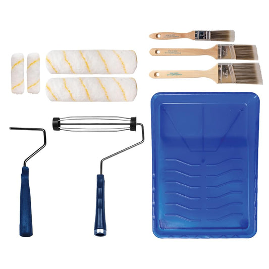 Pro Grade Paint Roller Kit, Brush & Roller,10 Piece Set, Wall Painting Naps for Professionals & Homeowners - All Paints & Stains, Washable, Reusable, Easy to Clean, Superior Absorbency.