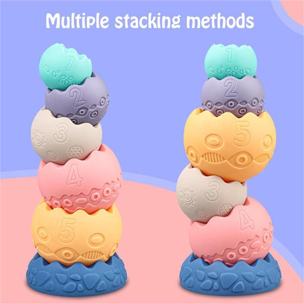Baby Sensory Balls Teething Toys 6 9 12 18 Months Soft Building Blocks Toddlers Montessori Fine Motor Skills Stacking Ring Infant Boys Girls Easter Basket Stuffers Gifts One 1 2 3 Year Old