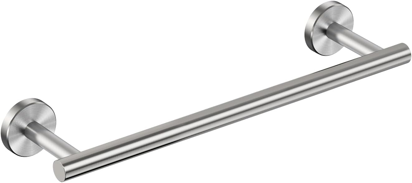 FORIOUS Towel Bar Wall Mounted, Stainless Steel Towel Racks for Bathroom, Includes Wall Mounting Hardware (Brushed Nickel, 14 Inch)