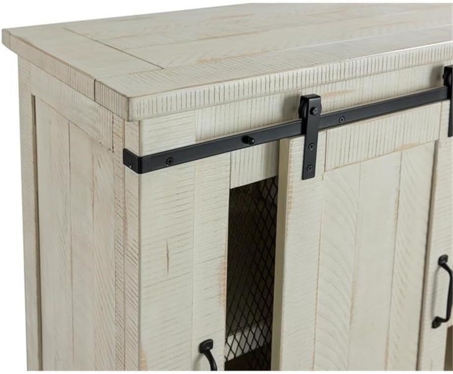 Martin Svensson Home Rustic 65” Solid Wood TV Stand with Storage, All Antique White
