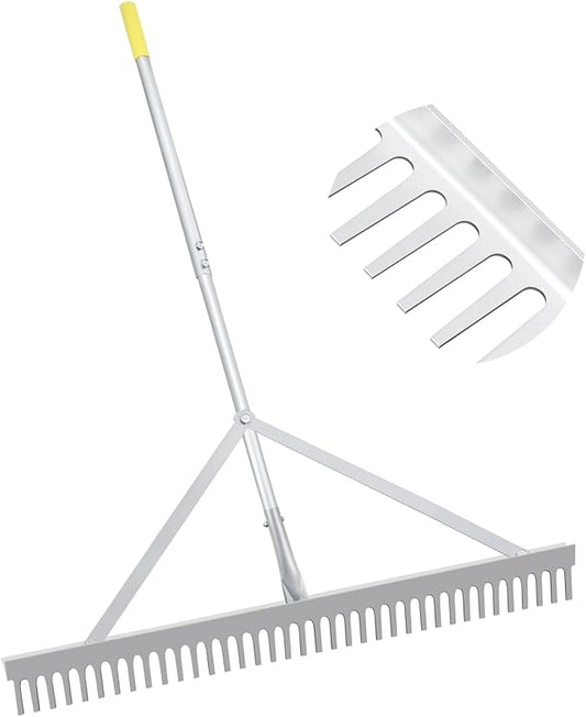 Landscape Rake 36'', Aluminum Rakes with Lightweight 69'' Handle, Landscaping Rake Tool for Lawn Care, Beach