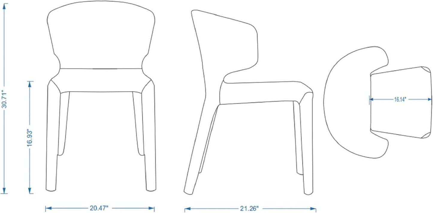 Manhattan Comfort Conrad Mid Century Modern Dining Chairs Woven Tweed Upholstered Kitchen Furniture with Contoured Back, Foam Padding & Metal Legs, Set of 4, Wheat