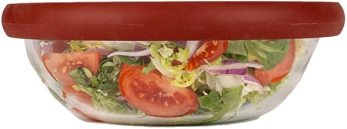 Food Huggers Replacement Lids for Glass Storage Containers | Silicone & Glass Lids that Don’t Crack | Fits Most Round Container Brands & Bowls | 100% Plastic Free | 1 Lid (X-Large), Terracotta