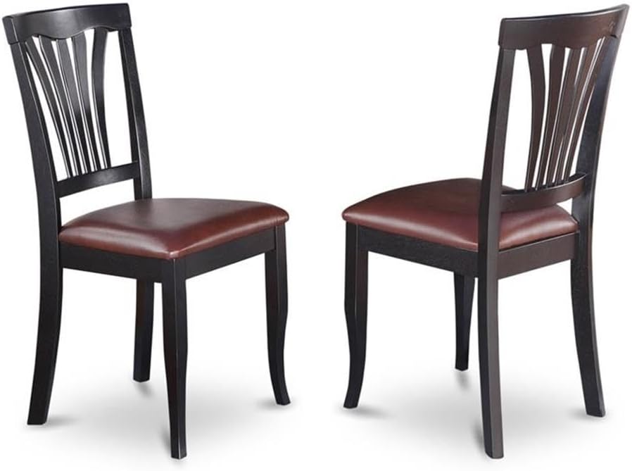 East West Furniture LGAV7-BLK-LC 7 Piece Kitchen Table & Chairs Set Consist of a Rectangle Wooden Table with Butterfly Leaf and 6 Faux Leather Dining Chairs, 42x84 Inch, Black