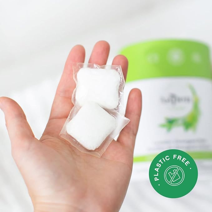 Eucalyptus Laundry Pods by AspenClean, New and Improved Packaging, Zero Plastic, EWG Verified™, Vegan, Non-Bio, Hypoallergenic Natural Laundry Detergent - 36 Count