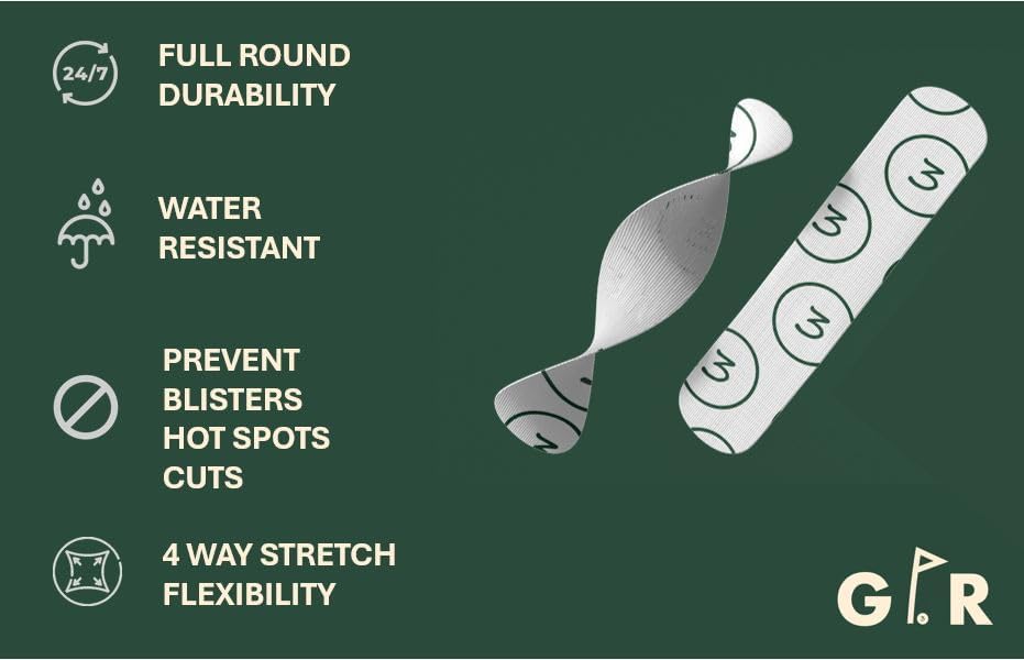 Golf Blister Tape - 2 Pack for Protection Against Blisters & Hot Spots on Hands & Fingers, Flexible, Waterproof, Pre-Cut Golf Finger Tape, Sports Athletic Tape, 4 Way Stretch