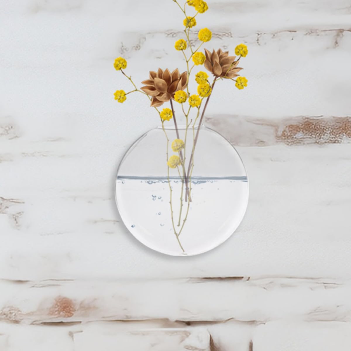 ULDIGI 2pcs Wall Hanging Terrarium Hydroponic Vase, Glass Flat Flower Vase for Indoor Plants, Decorative Wall Mounted Hanging Glass Planter for Home Décor