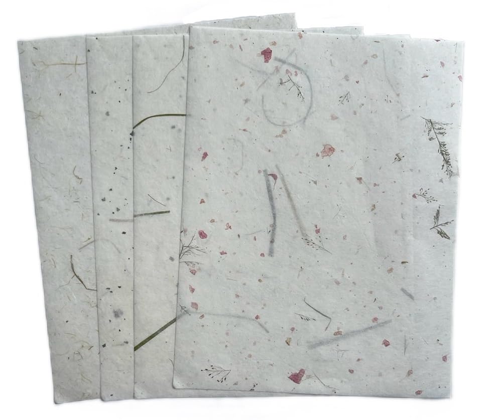 50 Sheets A4 Thin Natural Leaves Rice Straw Mulberry Paper Sheets Art Tissue Washi Paper Design Craft Art Origami Suppliers Card Making Writing (Natural leaves,Onion,etc,, A4)