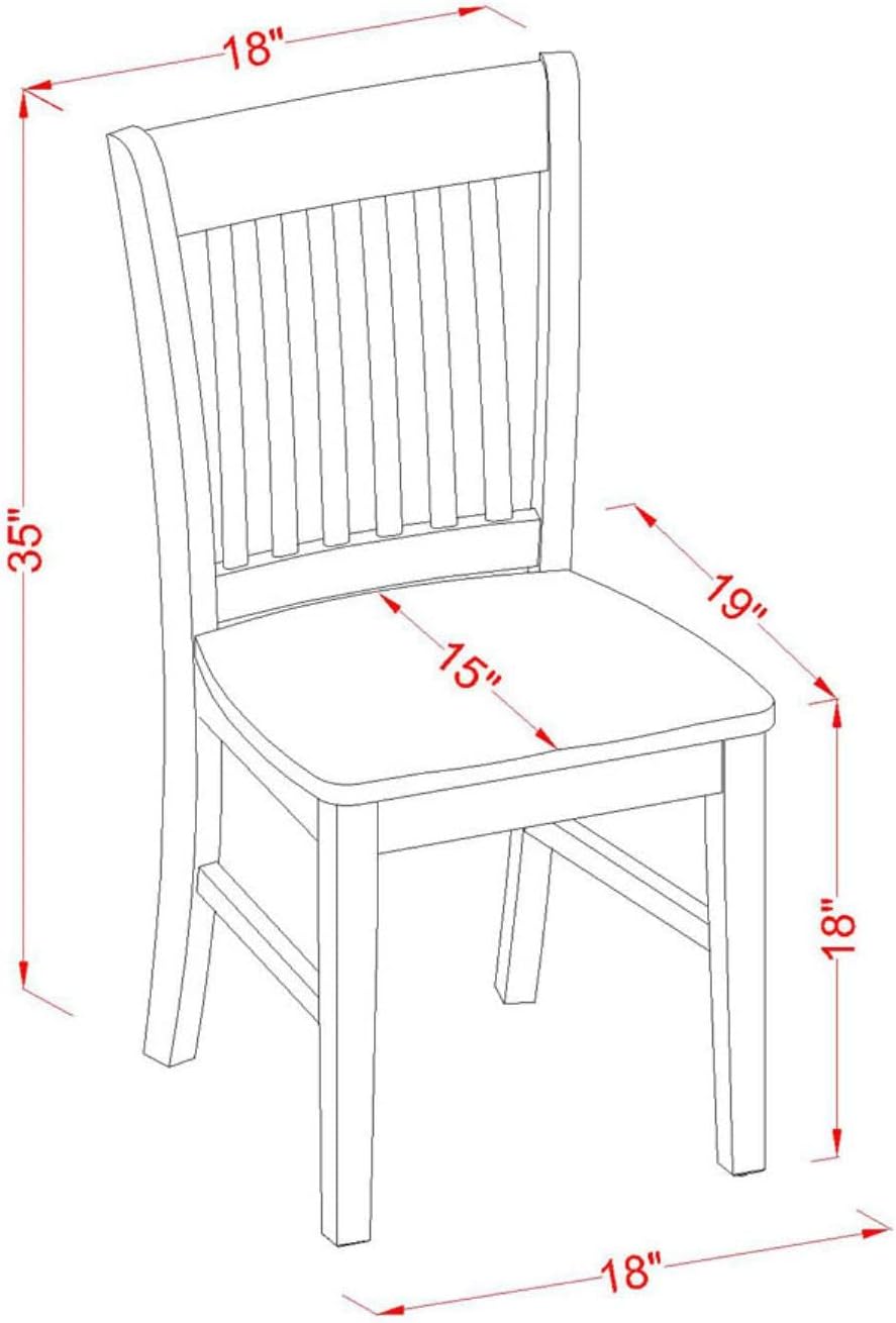 East West Furniture PSNO5-MAH-W 5 Piece Dining Table Set for 4 Includes a Rectangle Kitchen Table with Butterfly Leaf and 4 Dining Room Chairs, 32x60 Inch, Mahogany