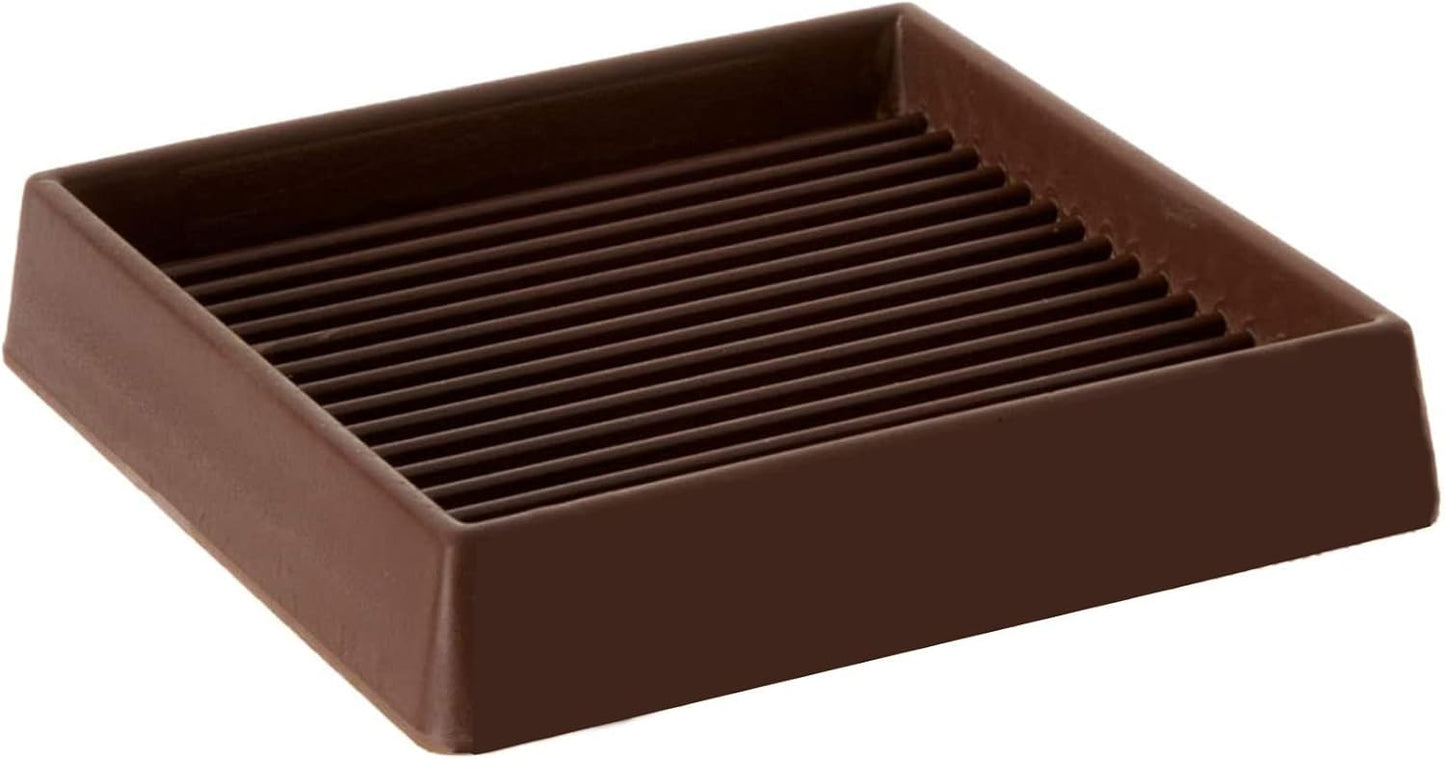 5X5 Rubber Caster Cups, Non Slip Furniture Pads, Anti-Slip Gripper, Anti Skid Furniture Feet, Anti Slide Floor Protector for Bed Couch Stoppers - 8 Pack Brown