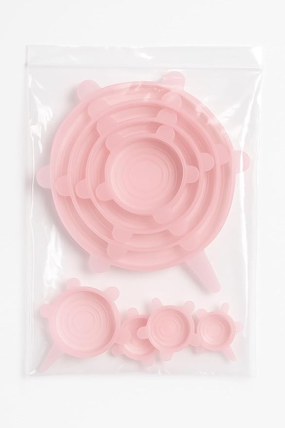 Stretchable Silicone Lids - Set of 6 Reusable Food Covers in One Color - BPA-free, Airtight & Leakproof - Microwave, Freezer & Dishwasher Safe - Eco-Friendly Silicone Stretch Lids (PINK)