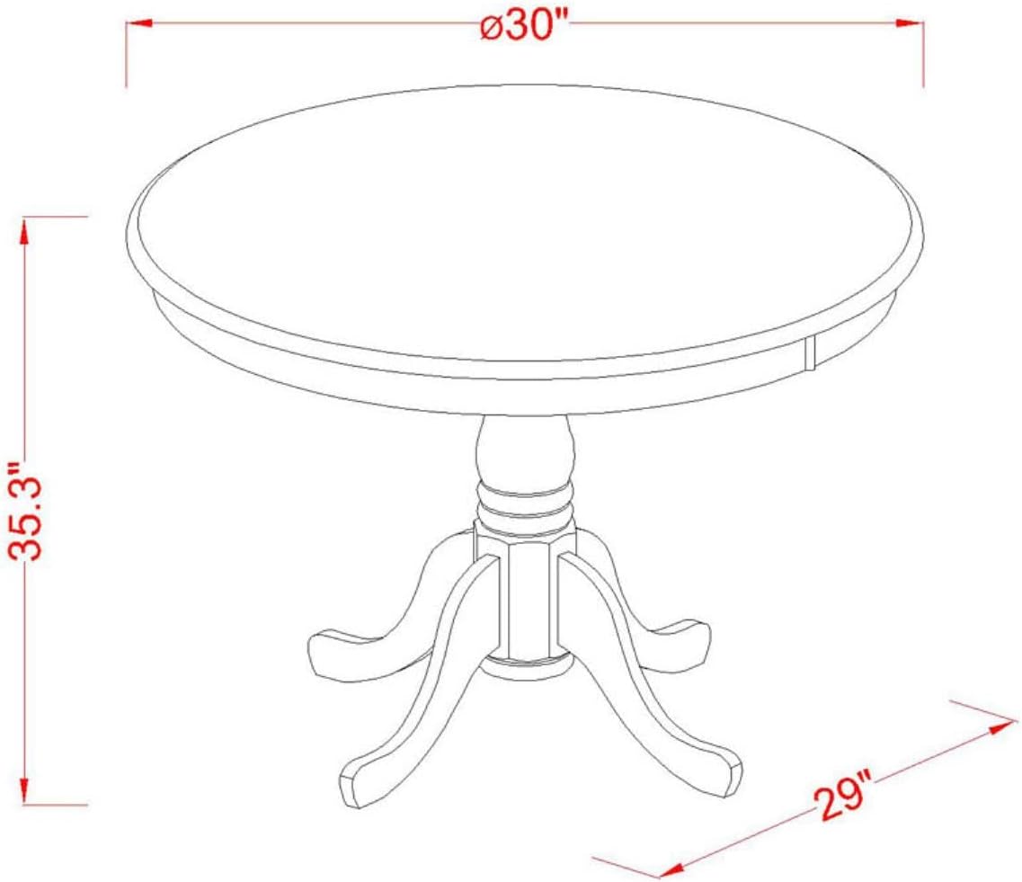 East West Furniture EDVN3-WHI-W 3 Piece Counter Height Dining Table Set Contains a Round Wooden Table with Pedestal and 2 Kitchen Dining Chairs, 30x30 Inch, Buttermilk & Cherry
