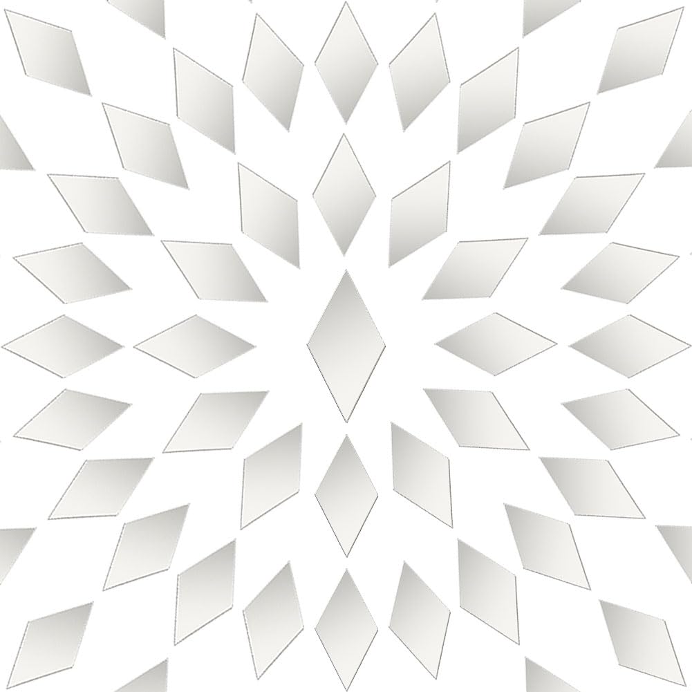 OLYCRAFT 500Pcs Rhombus Mirrors Mosaic Tiles 1.1x0.6 Inch Self-Adhesive Mosaic Tiles Rhombus Acrylic Mirror Tile Acrylic Tile with Mirrors Effect for DIY Crafts Art Wall Home Decorations