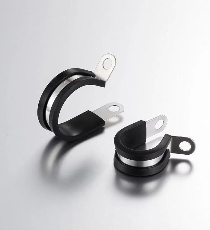 30PCS 1/2 Inch Cable Clamps, 304 Stainless Steel Rubber Coated Cable Clamps, Pipe Clamps